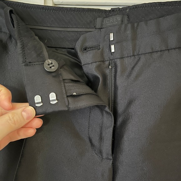 J. Crew Collection Black Satin Silk and Wool Cigarette Dress Pants in Sz 8 - Picture 7 of 11